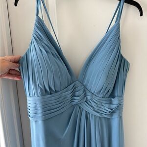 Blue Pleated Bridesmaid Dress